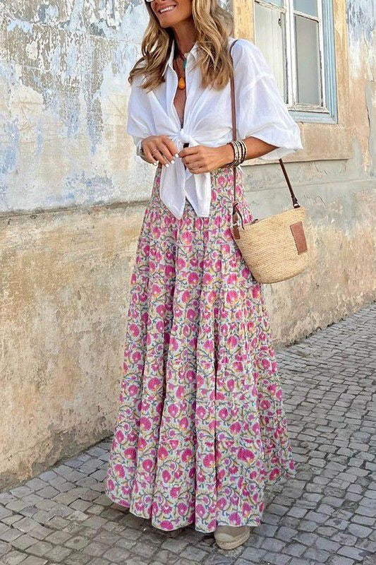 Graphic Print Maxi Skirt