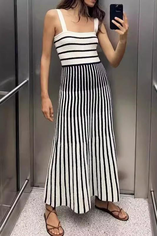 Striped Knitted Maxi Dress