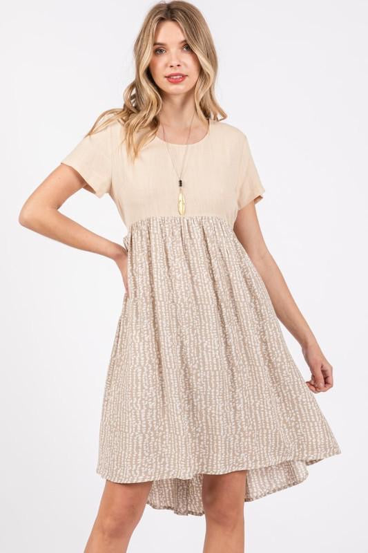 Beige Short Sleeve Dress