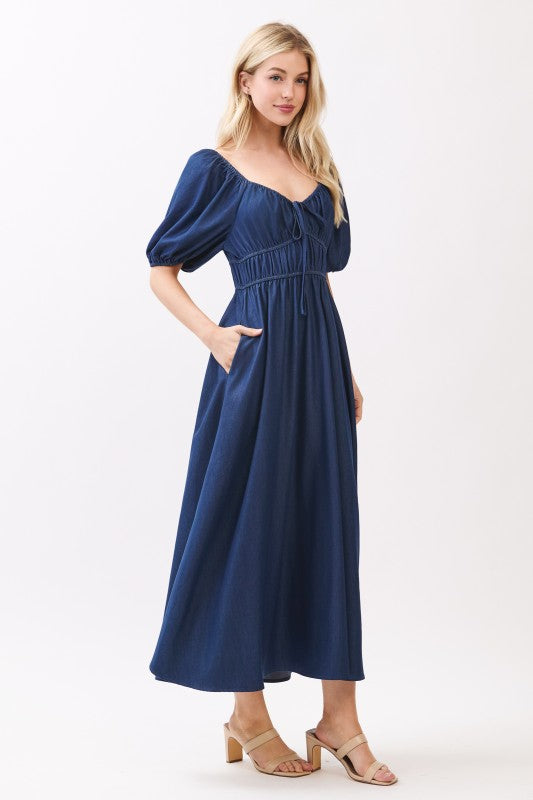 Chambray Denim Maxi Dress