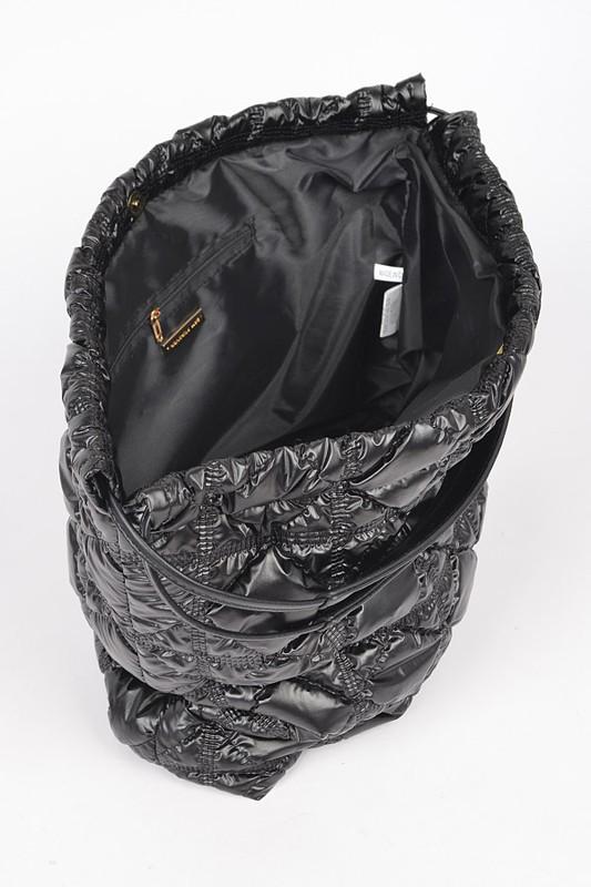 Black Quilted Bubble Nylon Tote