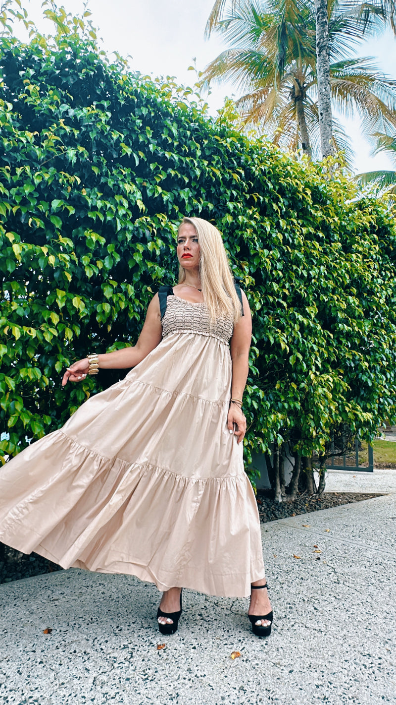 Taupe Tiered Maxi Dress