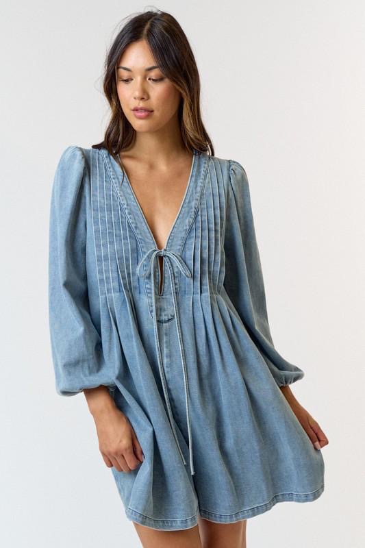 Light Denim 3/4 Sleeves Romper