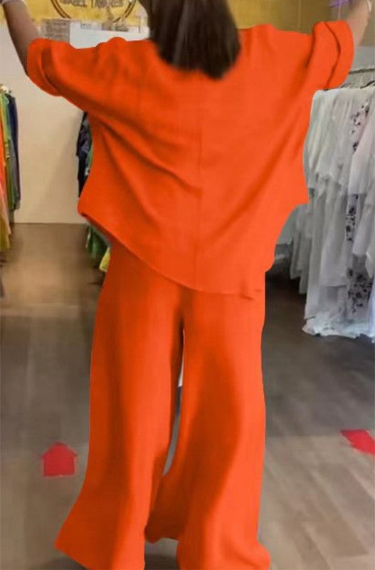 Orange cotton and linen set (Preorder)