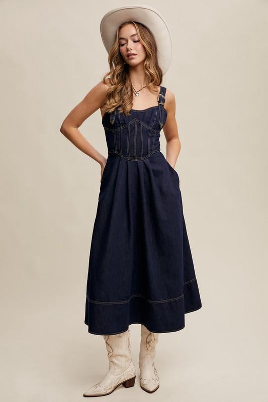 Dark Denim Midi Dress (Preorder)