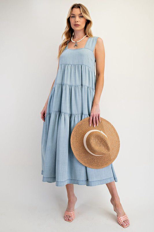 WASHED DENIM MAXI DRESS (Preorder)