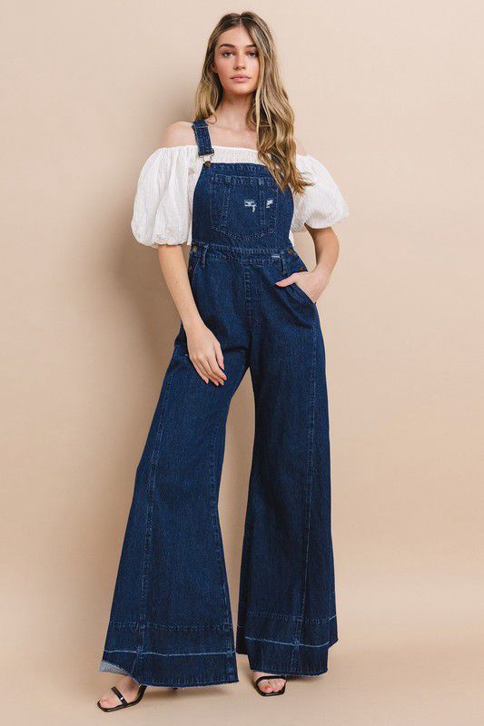 Wide Leg Denim Overall (Preorder)