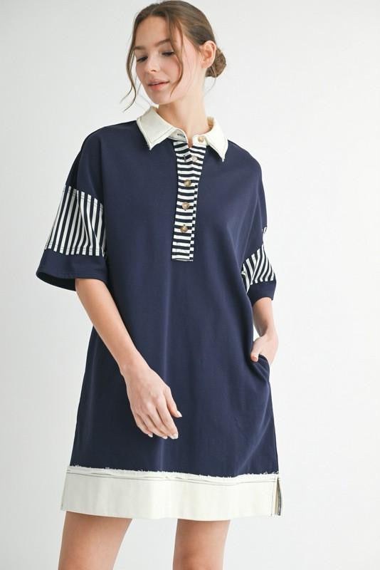 Nautical Striped Polo Dress (Preorder)