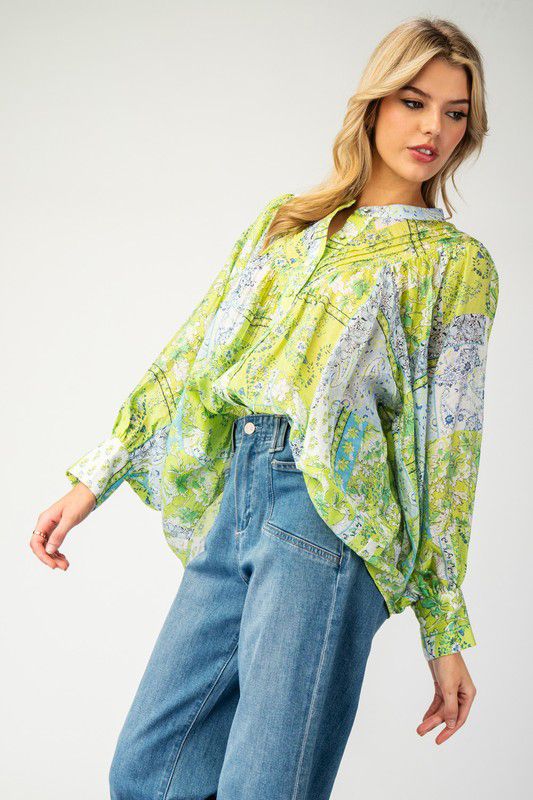 Colorful Print b/d top