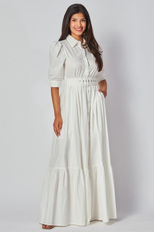 Button Down White Maxi Dress