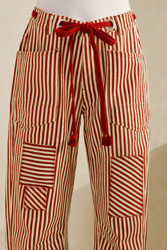 Washed Vintage Stripe Rope String Pants (Pre order)
