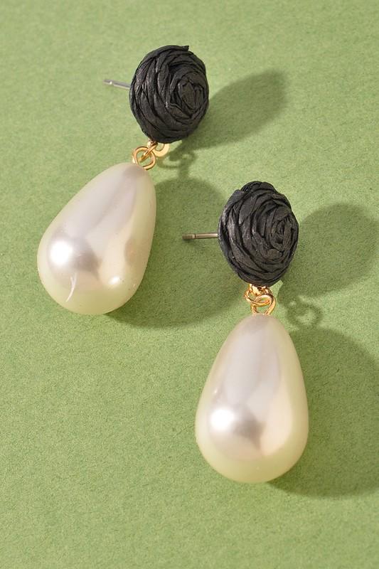 ROUND PEARL BEAD DANGLE EARRINGS