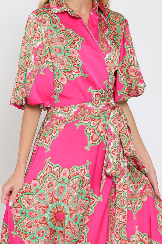 Pink Wrap Around Maxi Dress