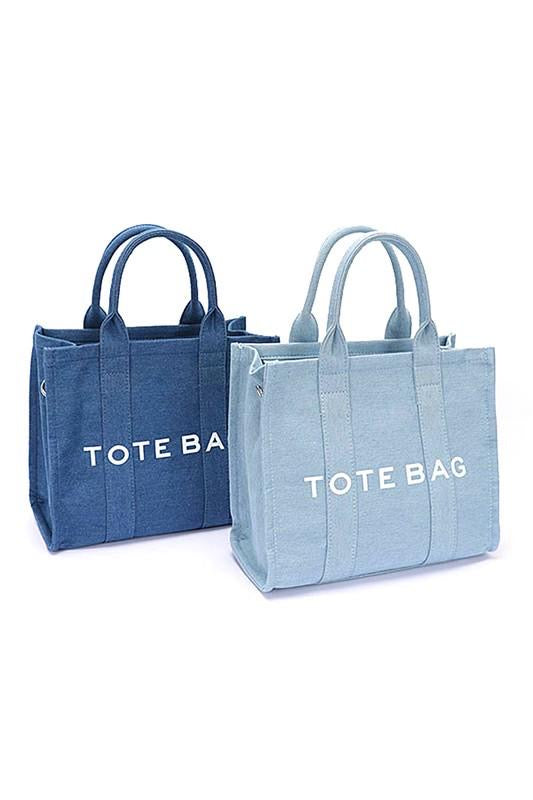 Dark Denim Convertible Small Tote Bag