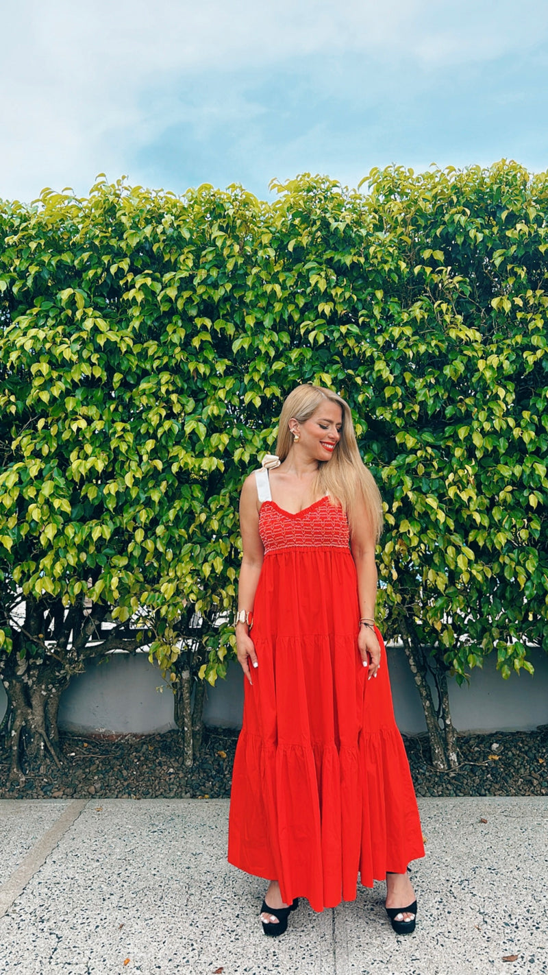 Red Tiered Maxi Dress