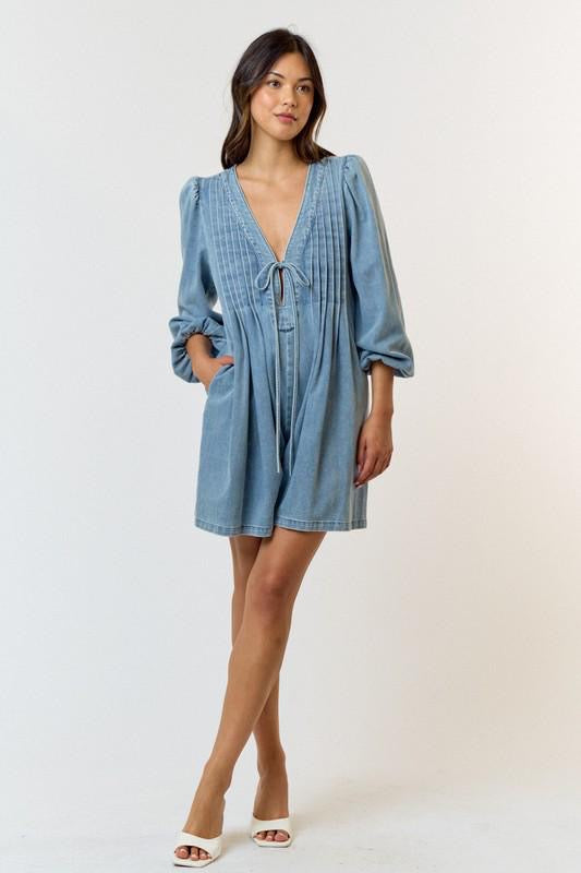 Light Denim 3/4 Sleeves Romper