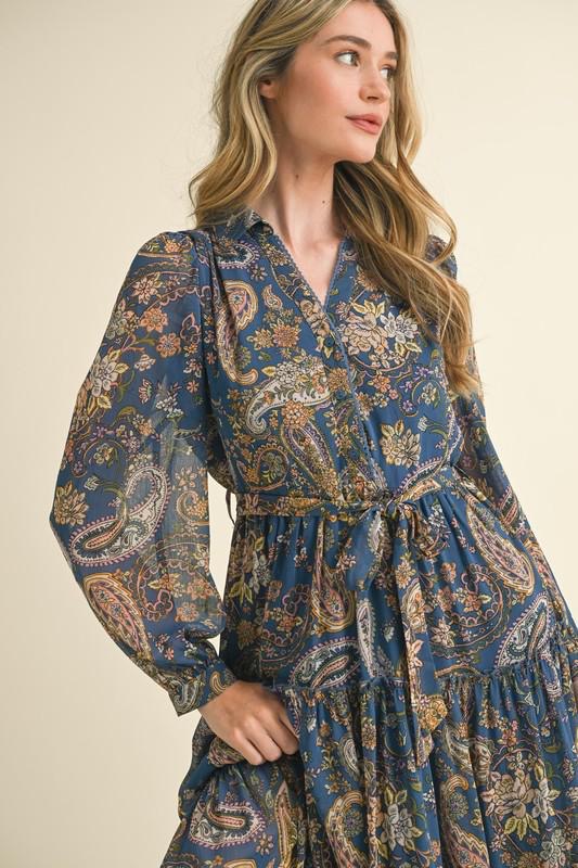 Paisley Brown Neutrals Chiffon Dress