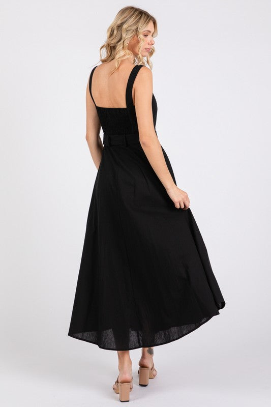 Black Straps A Line Maxi Dress