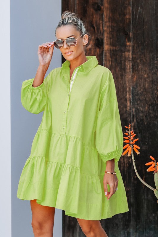 Puff sleeves oversized dress