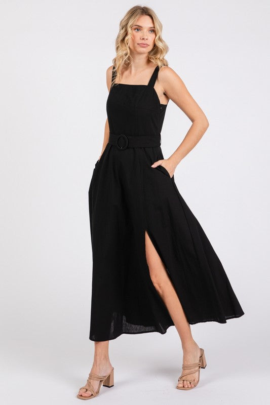 Black Straps A Line Maxi Dress