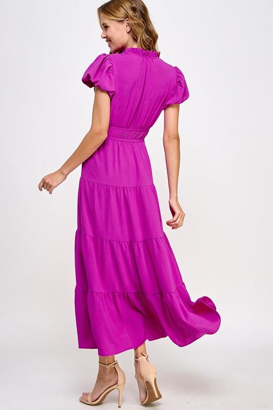 Fuchsia Dream Tiered Maxi Dress