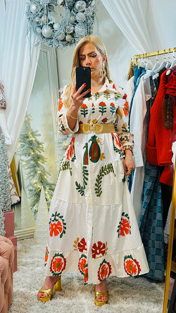 Floral orange lime b/d maxi dress