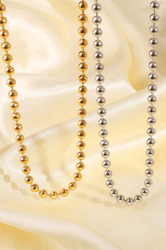 Gold Stainless Steel Bead Chain Statement Necklace