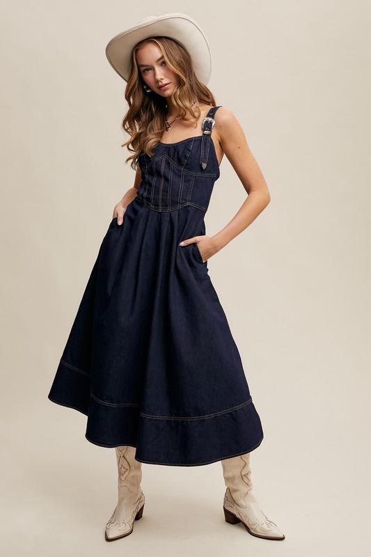 Dark Denim Midi Dress (Preorder)