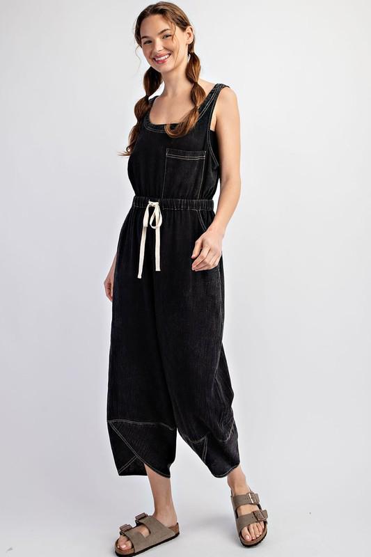 Mineral Washed Sleeveless Jumpsuit