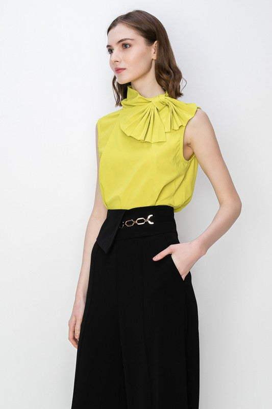 Grass high neck sleeveless top