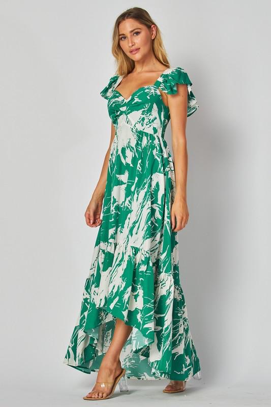 Green & White Midi Dress