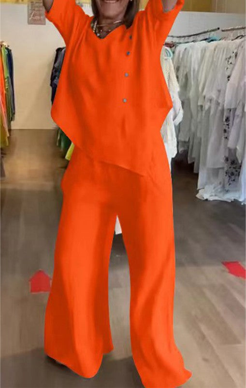 Orange cotton and linen set (Preorder)