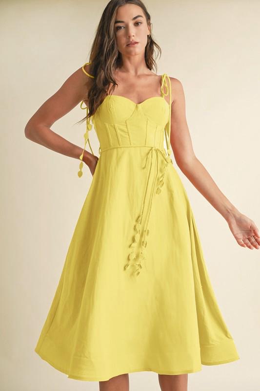 Yellow Corset Midi Dress (Preorder)