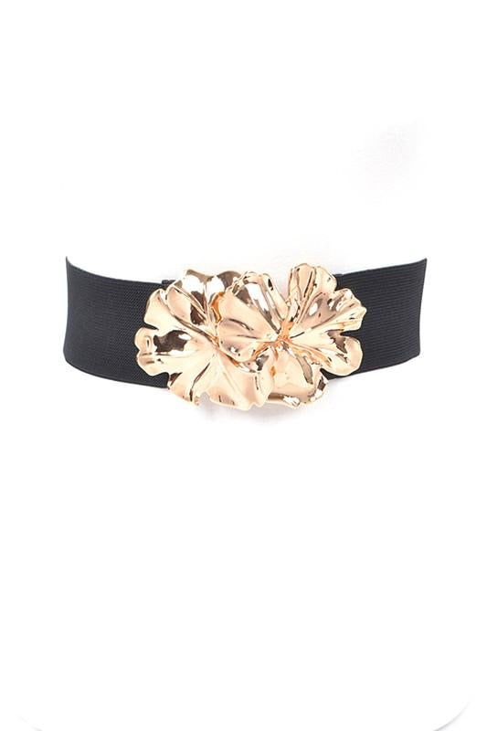 Metal Flower Buckle Fashion Elastic Belt