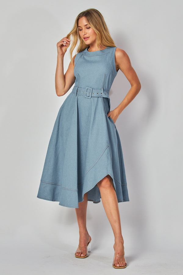 Asymmetric Denim Light Dress