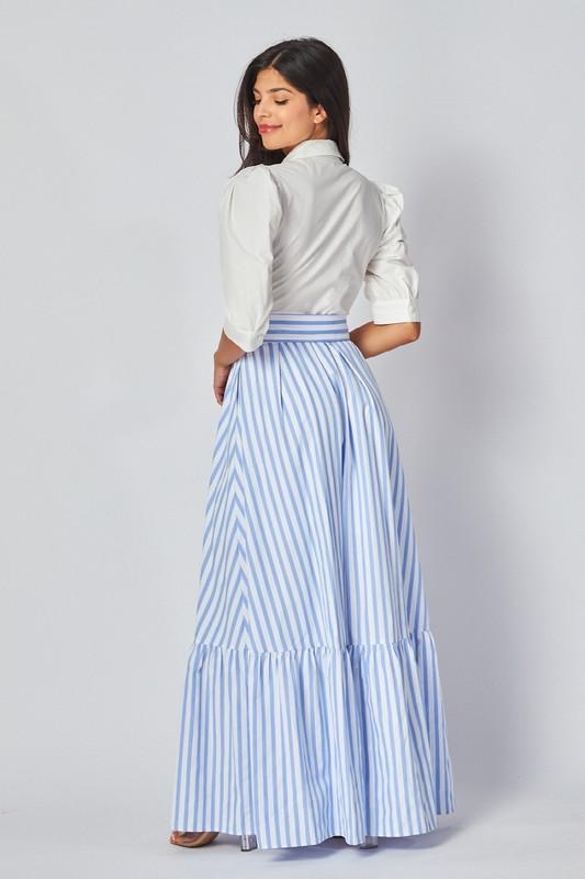 Striped Blue and White Maxi Dress