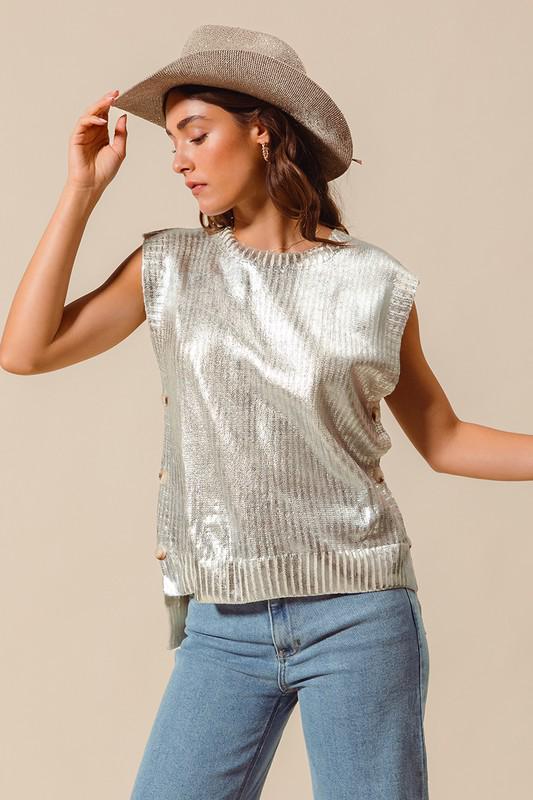 Shimmer Knit Sleeveless Top