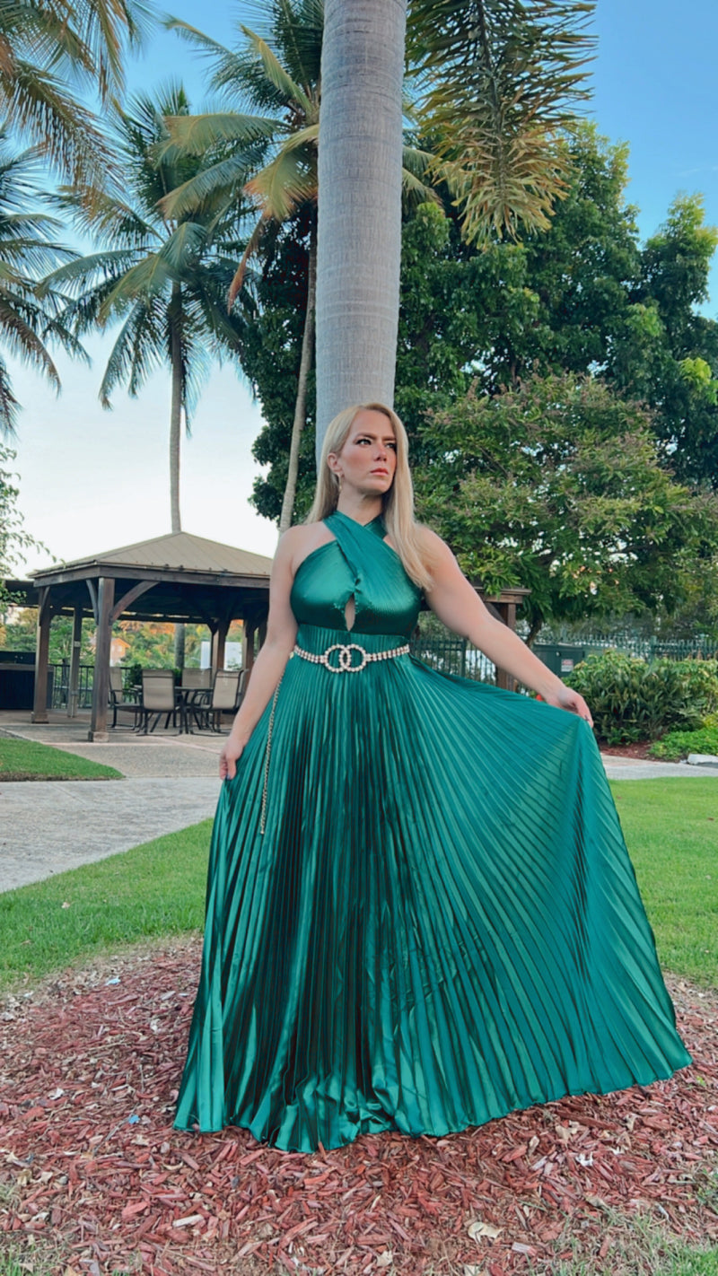 Emerald Flow Maxi Dress