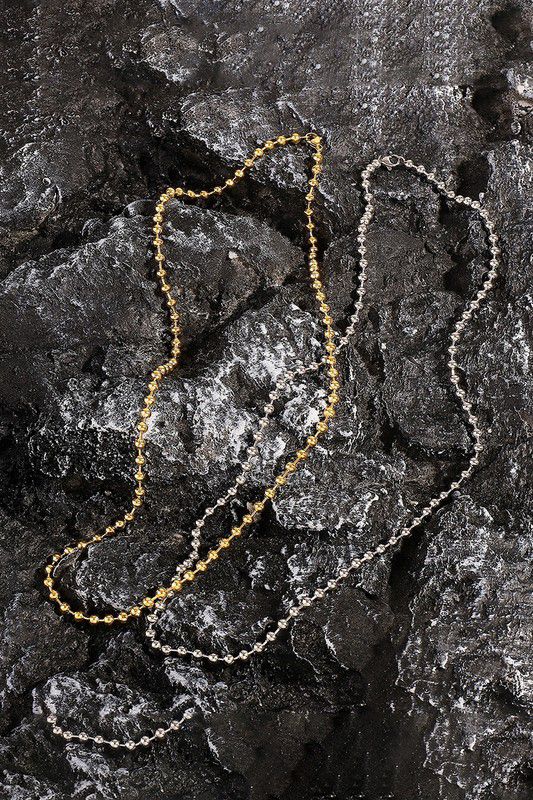 Gold Stainless Steel Bead Chain Statement Necklace