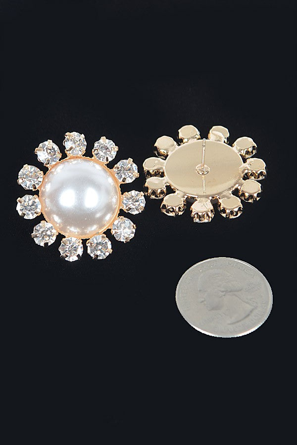 Pearl stone stud earrings