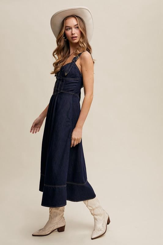 Dark Denim Midi Dress (Preorder)