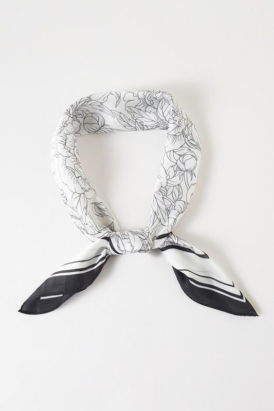 Flower Printed Silky Square Scarf