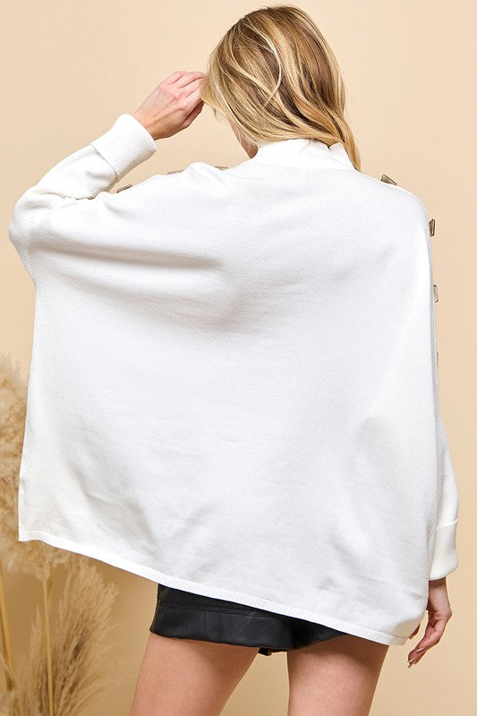 White Dolman Sleeve Knit Sweater