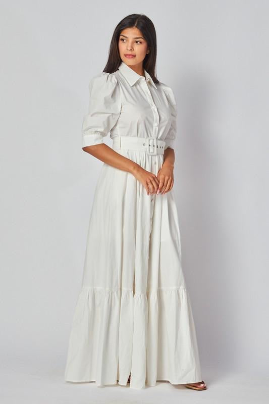 Button Down White Maxi Dress