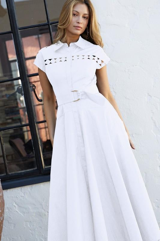 White Eyelet Detail Maxi Dress