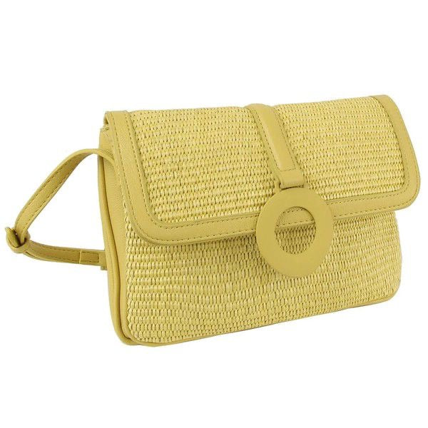 Straw Flap Crossbody Bag