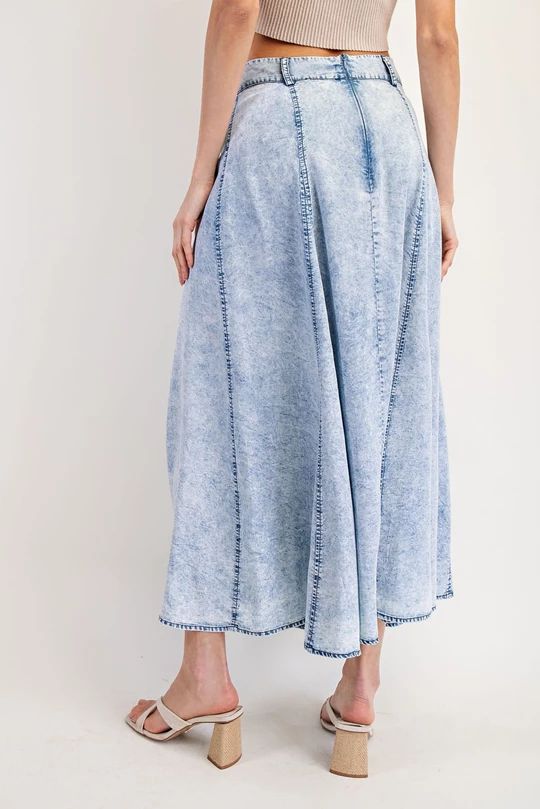 Acid Wash Denim Maxi Skirt