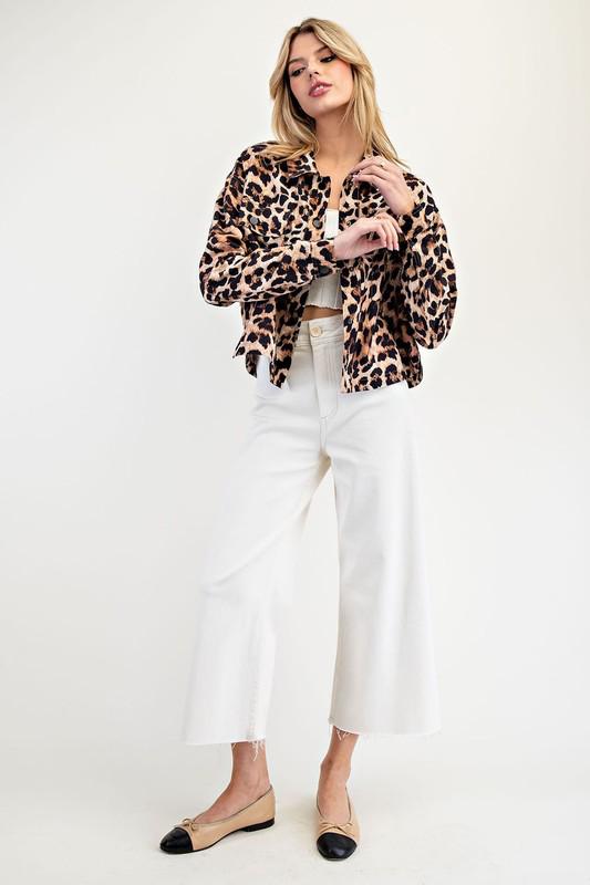 Leopard Printed Cropped Jacket