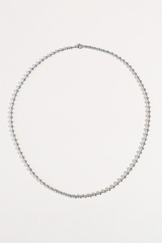 Silver Stainless Steel Bead Chain Statement Necklace