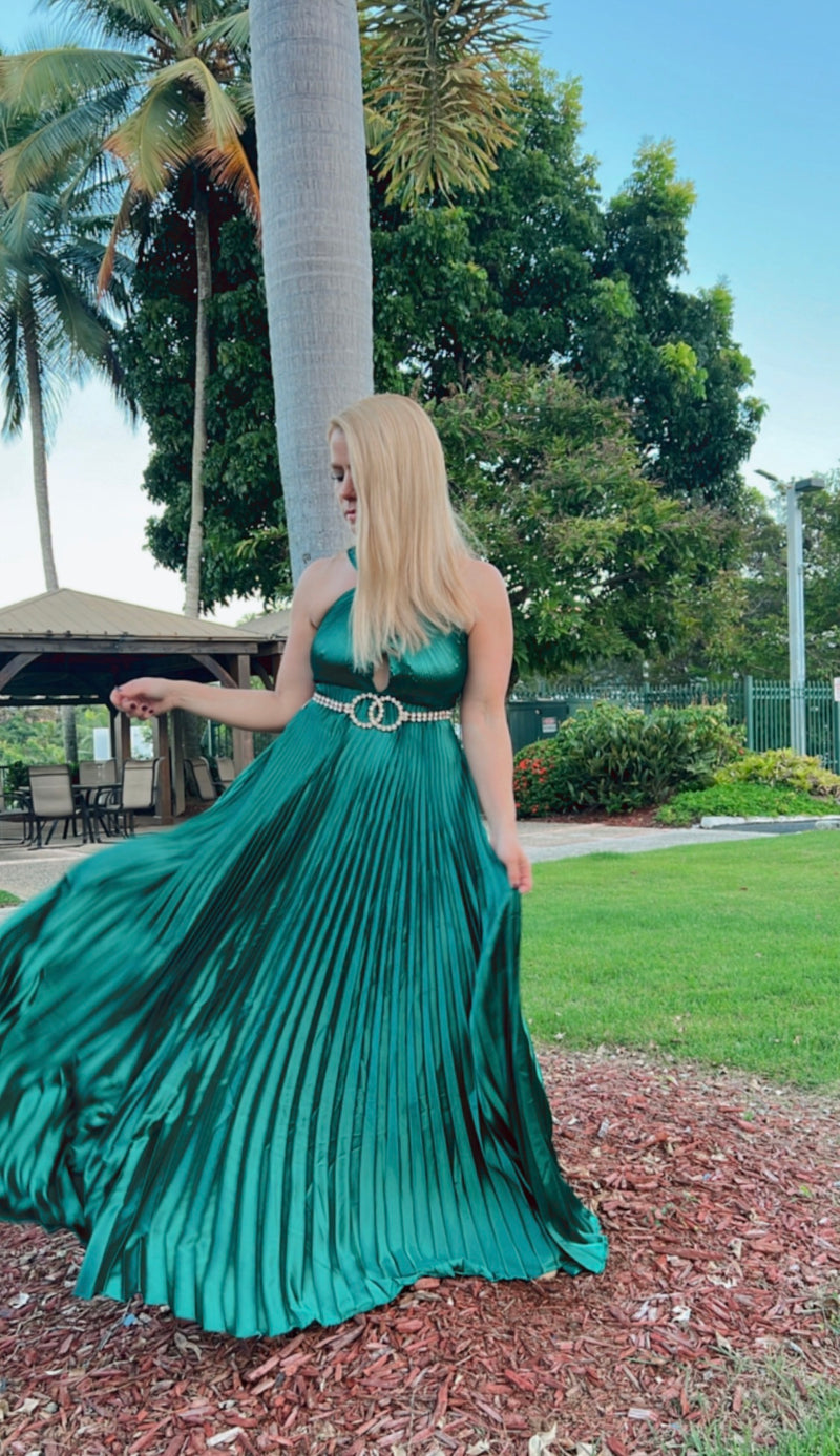 Emerald Flow Maxi Dress